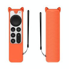 Custodia protettiva del silicone di forma delle orecchie del gatto per la TV di Apple TV 4K 4th Siri Remote Controller (arancione)