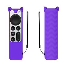 Orecchie di gatto Forma Custodia protettiva in silicone per Apple TV 4K 4th Siri Remote Controller (viola)