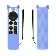 Custodia protettiva del silicone della forma delle orecchie del gatto per il telecomando del telecomando del 4k del SIRI di Apple TV 4K (blu luminoso)