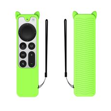 Custodia protettiva del silicone a forma di orecchie del gatto per il telecomando del telecomando del 4K di Apple TV 4K (verde luminoso)