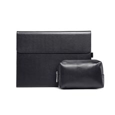 Per Microsoft Surface Pro 7/7+ Texture in microfibra agnello in microfibratura in microfibra in pelle orizzontale in pelle flip + sacchetto di alimentazione con slot e supporto per penne (nero)