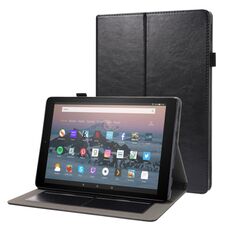 Per Amazon Kindle Fire HD 10 2021 Business Business Horizontal flip custodia in pelle PU con supporto a due pieghevole e slot per schede e slot a penna (nero)