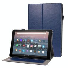 Per Amazon Kindle Fire HD 10 2021 Business Business Horizontal flip custodia in pelle PU con supporto a due pieghevoli e slot per schede e slot a penna (blu)