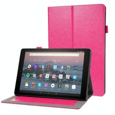 Per Amazon Kindle Fire HD 10 2021 Business Business Horizontal flip custodia in pelle PU con supporto a due pieghevole e slot per schede e slot a penna (Rose Red)