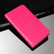 Per Asus Zenfone 8 Flip Idewei Crazy Horse Texture Custodia in cuoio orizzontale in pelle con supporto e carte e portafoglio (Rose Red)