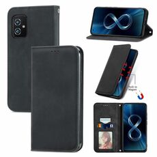 Per Asus Zenfone 8 ZS590KS Pelle retrò Sensazione Business Business MAGNETIC Custodia in pelle a flip orizzontale con supporto e carte Slot & Portafoglio e cornice fotografica (nero)