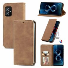 Per Asus Zenfone 8 ZS590KS Pelle retrò Sensazione Business Business Magnetic Horizontal Custodia in pelle flip con supporto e carte Slot & Portafoglio e cornice (Brown)