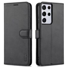 Per Samsung Galaxy S21 Ultra 5G Azns Skin Feel Struttura del vitello Custodia in pelle flip orizzontale con slot e supporto per carte e portafoglio (nero)