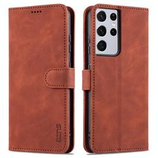 Per Samsung Galaxy S21 Ultra 5G Azns Skin Feel custodia in polpaccio in pelle orizzontale in pelle flip con slot per schede e portafoglio e portafoglio (Brown)