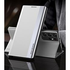 Per Samsung Galaxy S21 Ultra 5G laterale custodia a flip a flip ultra-sottile elettroplavata con supporto con supporto (argento)