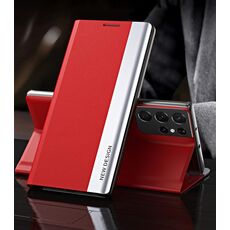 Per Samsung Galaxy S21 Ultra 5G Custodia a flip a flip ultra-sottile multipla con supporto elettroplato con supporto (rosso)