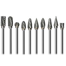10 pz / set in lega duri in lega di tungsteno in acciaio a testa double pattern rotating fresatura taglierina testa radice coltello da intaglio, stile: scatola blu