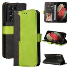 Per Samsung Galaxy S21 Ultra 5G Business Stitching-Color orizzontale flip custodia in pelle PU con supporto e carte e cornice fotografica (verde)