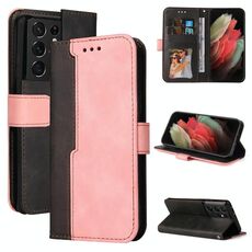 Per Samsung Galaxy S21 Ultra 5G Business Stitching-Color orizzontale flip custodia in pelle PU con supporto e carte Slot e cornice fotografica (rosa)