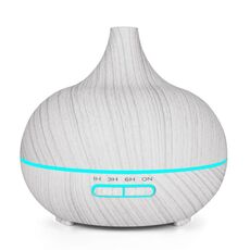 USB 400ml Wood Texture Fragrance Machine Umidificatore a bocca appuntita Spruzzatore automatico di alcol con luce LED colorata (bianco)