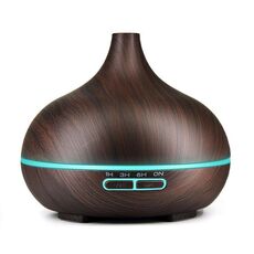 USB 400ml Wood Texture Fragrance Machine Umidificatore a bocca appuntita Spruzzatore automatico di alcol con luce LED colorata (caffè)
