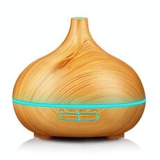 USB 400ml Wood Texture Fragrance Machine Umidificatore a bocca appuntita Spruzzatore automatico di alcol con luce LED colorata (cachi)