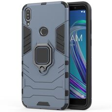 Per Asus Zenfone Max Pro (M1) ZB601KL Custodia protettiva antiurto per PC + TPU con supporto per anello magnetico (blu navy)
