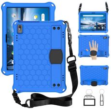 Per Lenovo Smart Tab M10 TB-605F DESIGN DESIGN EVA + PC Materiale PC Quattro angolari Anti cadenti Shell protettivi con cinturino (blu + nero)