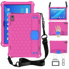 Per Lenovo TAB 4 10 PLUS TB-X704F / N / L / V DESIGN DESIGN EVA + PC Materiale Quattro angolo Anti cadere piatto protettivo con cinturino (Rosered + Blu)