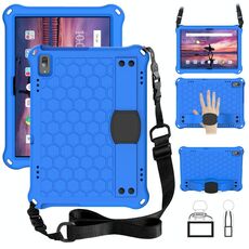 Per Lenovo TAB 4 10 TB-X304F / N Design a nido d'ape + Materiale PC + Materiale PC Quattro angoli Anti caduta Shell protettiva piatta con cinturino (blu + nero)