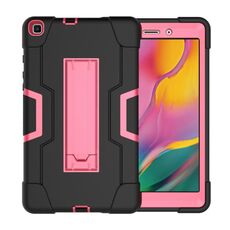 Per Galaxy Tab A 8.0 (2019) T290 Custodia in silicone a contrasto di colore + PC con supporto (nero + rosa rossa)