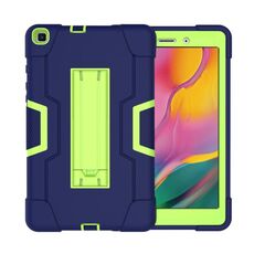 Per Galaxy Tab A 8.0 (2019) T290 Custodia combinata in silicone a contrasto di colore + PC con supporto (blu navy + olivina)