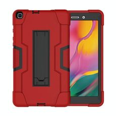 Per Galaxy Tab A 8.0 (2019) T290 Custodia combinata in silicone a colori a contrasto + PC con supporto (rosso + nero)