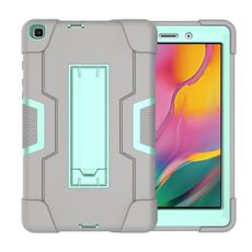 Per Galaxy Tab A 8.0 (2019) T290 Custodia combinata in silicone a colori a contrasto + PC con supporto (grigio + acqua)