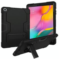 Per Galaxy Tab A 10.1 (2019) T510 Custodia combinata in silicone a colori a contrasto + PC con supporto (nero)