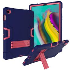 Per Galaxy Tab S5e T720 Custodia combinata in silicone a colori a contrasto + PC con supporto (blu navy + rosa rossa)