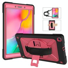 Per Galaxy Tab A 8.0 (2019) T290 Custodia combinata in silicone a contrasto di colore + PC con supporto (nero + rosa rossa)
