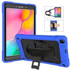 Per Galaxy Tab A 8.0 (2019) T290 Custodia combinata in silicone a colori a contrasto + PC con supporto (blu scuro + nero)