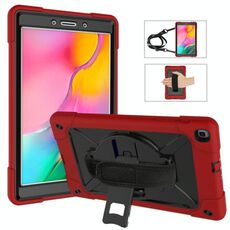 Per Galaxy Tab A 8.0 (2019) T290 Custodia combinata in silicone a colori a contrasto + PC con supporto (rosso + nero)