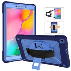 Per Galaxy Tab A 8.0 (2019) T290 Custodia combinata in silicone a colori a contrasto + PC con supporto (blu navy + blu)