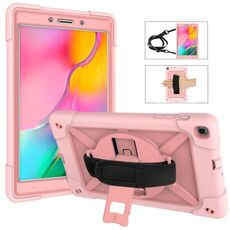 Per Galaxy Tab A 8.0 (2019) T290 Custodia combinata in silicone a colori a contrasto + PC con supporto (oro rosa)