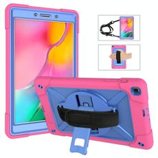 Per Galaxy Tab A 8.0 (2019) T290 Custodia combinata in silicone a colori a contrasto + PC con supporto (rosa rossa + blu)