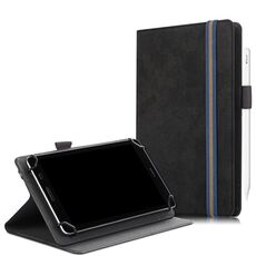 Per 7-8 pollici Custodia in pelle universale per tablet PC con struttura in tessuto di marmo a vibrazione orizzontale con slot per penna e supporto (nero)