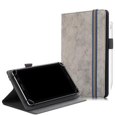 Per 7-8 pollici Custodia in pelle universale per tablet PC con struttura in tessuto di marmo a vibrazione orizzontale con slot per penna e supporto (grigio)