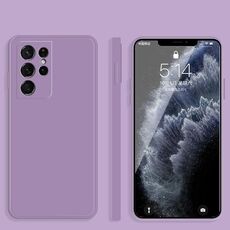 Per Samsung Galaxy S21 Ultra 5G Colore solido Imitazione liquido Silicone Silicone Dritto Cassa di protezione completa Custodia protettiva (viola)