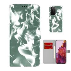 Per Samsung Galaxy S21 Ultra 5G Cloud Nube Pattern Custodia in pelle flip orizzontale con supporto e carta Slot & Portafoglio (verde scuro)
