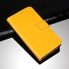 Per Asus Zenfone 8 ZS590KS Idewei Crazy Horse Texture Custodia in pelle flip orizzontale con titolare e slot per schede e portafoglio (giallo)