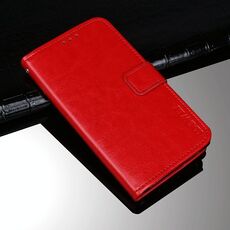 Per Asus Zenfone 8 ZS590KS Idewei Crazy Horse Texture Custodia orizzontale in pelle flip con supporto e carte da stampa e portafoglio (rosso)