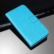 Per Asus Zenfone 8 ZS590KS Idewei Crazy Horse Texture Custodia in pelle flip orizzontale con supporto e carte slot e portafoglio (cielo blu)