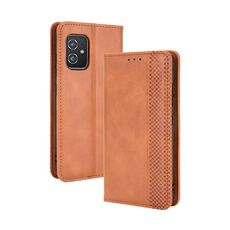 Per Asus Zenfone 8 / zs590ks magnetico fibbia retrò crazy horse texture in pelle flip orizzontale con supporto e carta slot e cornice fotografica (marrone)
