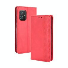 Per Asus Zenfone 8 / ZS590ks Magnetic Fibbia retrò Crazy Horse Texture in pelle flip orizzontale con supporto e carte slot e cornice fotografica (rosso)