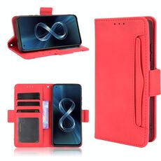 Per Asus Zenfone 8 ZS590KS Skin Feel pattern di vitello Caso di cuoio flip orizzontale con supporto e carte e cornice fotografica (rosso)