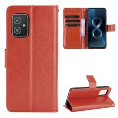 Per Asus Zenfone 8 ZS590KS Crazy Horse Texture Horizontal flip custodia in pelle con supporto e carte slot e cordino (marrone)