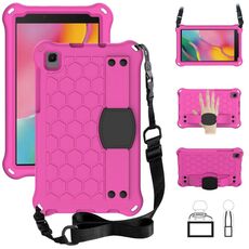 Per Samsung Galaxy Tab A 8.0 & S Pen (2019) P200 / P205 DESIGN DESIGN EVA + PC Cassa protettiva antiurto a quattro angoli con cinturino (rose rosso + nero)