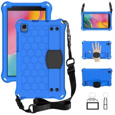 Per Samsung Galaxy Tab A 8.0 & S Pen (2019) P200 / P205 DESIGN DESIGN EVA + PC Quattro custodia protettiva antiurto angolare con cinturino (blu + nero)
